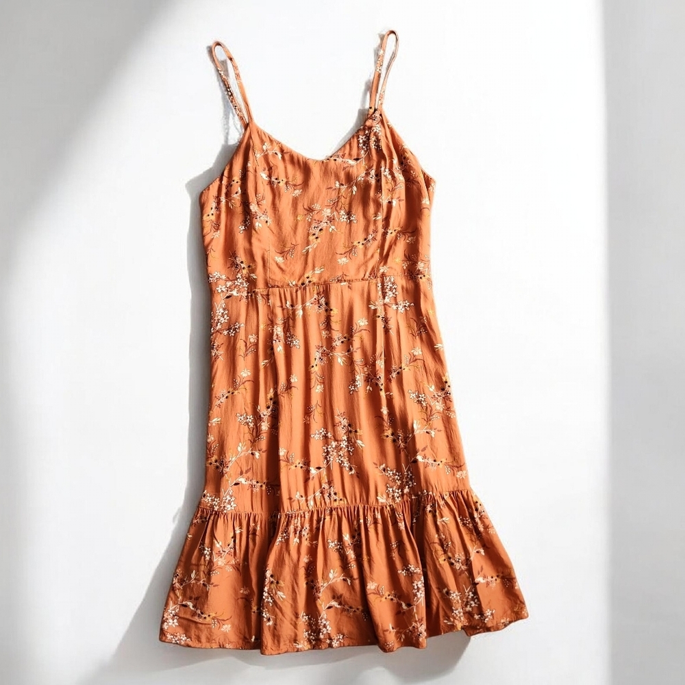 A.N.A A New Approach Rusty Brown Floral Dress-Size Small